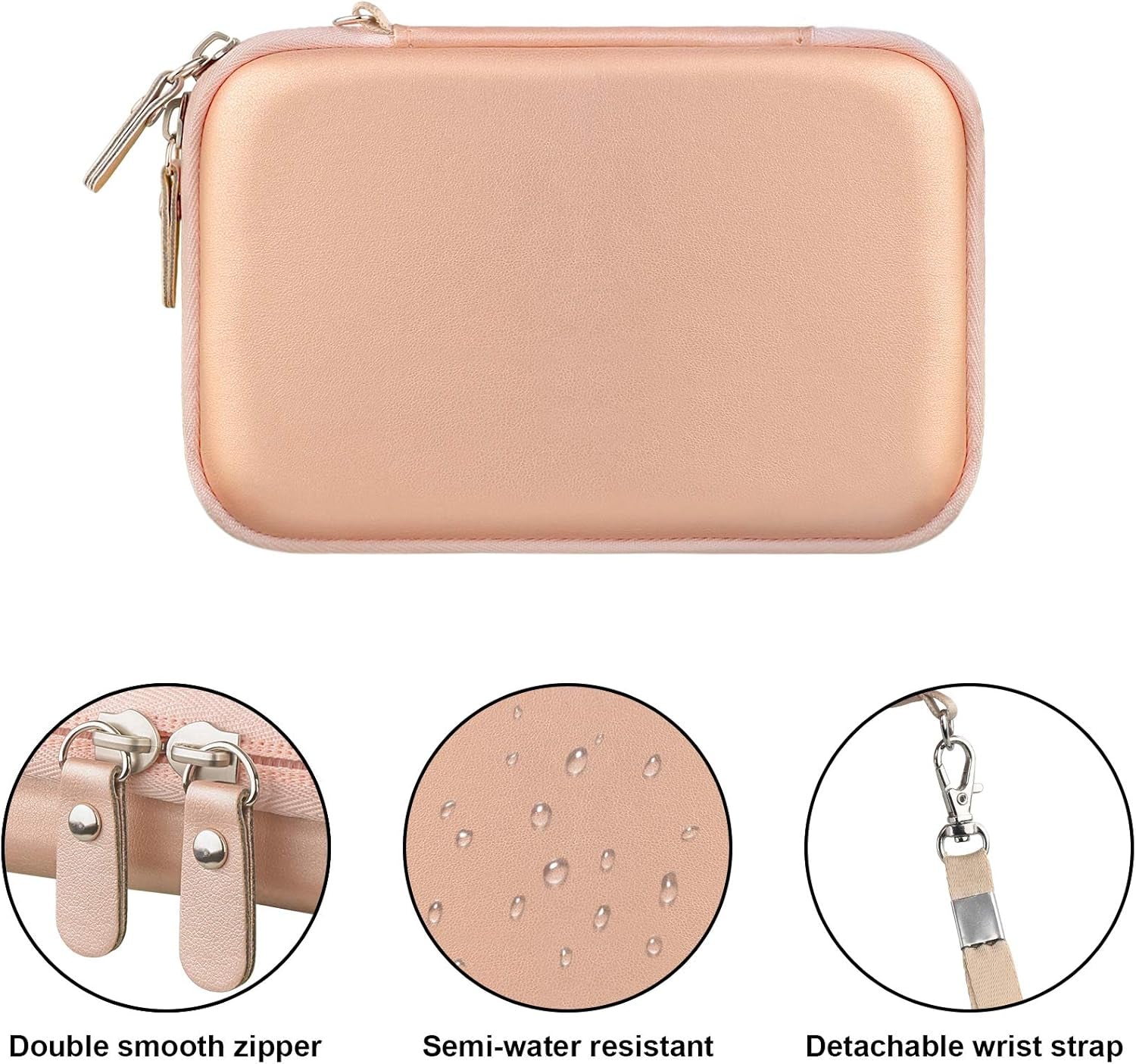 Carrying Case for Macbook Air Pro Charger Magsafe/Magsafe 2 Power Adapter, Iphone 12/12 Pro Magsafe Charger, USB C Hub, Type C Hub, USB Multiport Adapter, Hard EVA Shockproof Bag, Rose Gold